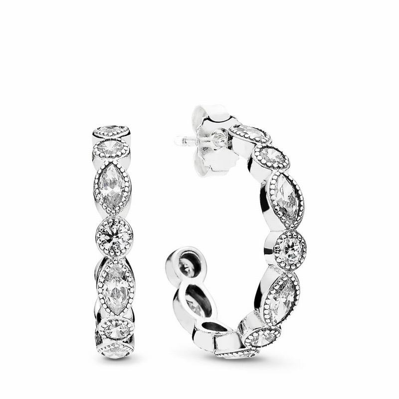 Pandora Alluring Brilliant Marquise Hoop Earrings Ireland - Sterling Silver/Cubic Zirconia - 047816F